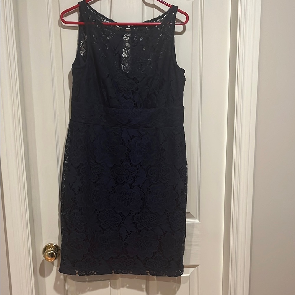 Elegant Laura Navy Blue Lace Dress, size 12